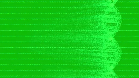Abstract DNA double helix spinning on green background with digital glitch .. Stock Footage 329341323