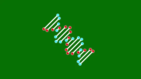 Abstract dna double helix strand rotating in loop against green screen back.. Stock Footage 337453656