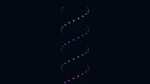 Abstract dna double helix structure formed by glowing colorful light dots Video stock 335117621