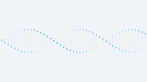 Abstract dna double helix structure composed of cyan dots on white background Stock Footage 335145933