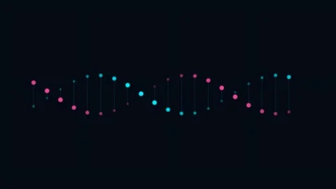 Abstract dna double helix structure rendered with blue and pink neon lights Vidéo 336263199