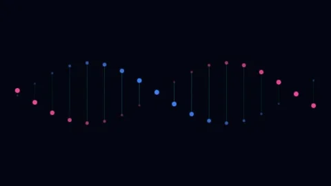 Abstract dna double helix structure rendered with glowing dots and lines Stock Footage 338310333