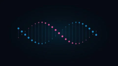 Abstract dna double helix structure rendered with blue and pink neon dots 動画素材 338310349