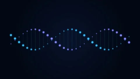 Abstract dna double helix structure rendered with glowing blue light dots Stock Footage 338310681