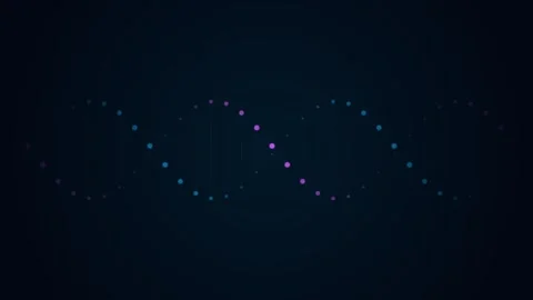 Abstract dna double helix structure rendered in blue and purple neon light 库存影片 338310733