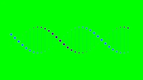 Abstract dna double helix structure rendered with blue dots on green backgrou Stock Footage 340266684