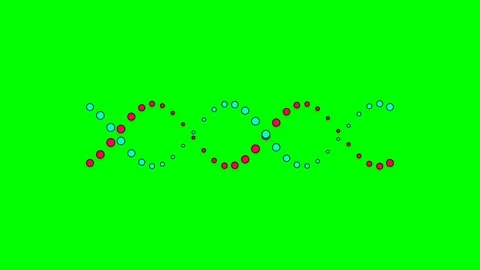 Abstract dna double helix structure composed of cyan and magenta circular dot Stock Footage 340268089