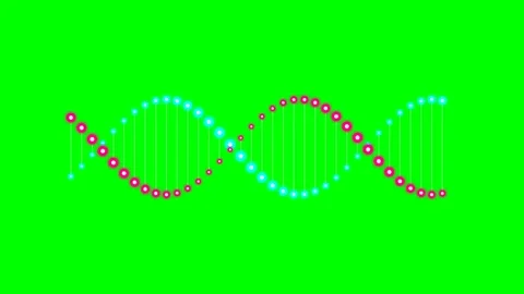 Abstract dna double helix structure composed of pink and blue glowing spheres Stock Footage 340903131