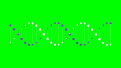 Abstract dna double helix structure rendered in purple and white on green Vídeos de archivo 340903133