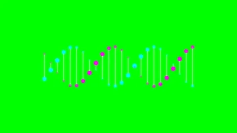 Abstract dna double helix structure rendered with pink and blue dots on green Stock Footage 341823964