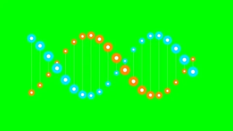 Abstract dna double helix structure rendered with blue and orange circles Video stock 341839462