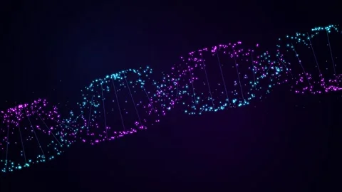 Abstract dna double helix structure composed of glowing blue and purple par.. Vídeo Stock 347194260