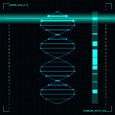 Abstract DNA helix animation on dark background, scientific genetic code vi.. Video stock 344776961