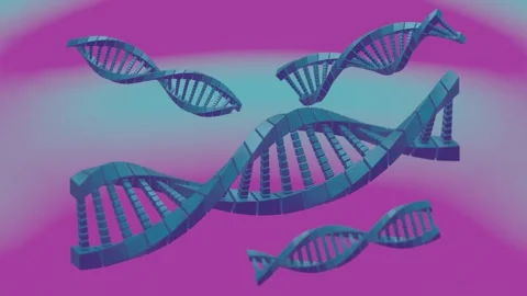 Abstract DNA helix with hexagonal elements on a holographic backdrop, blendin Stock Footage 296897903