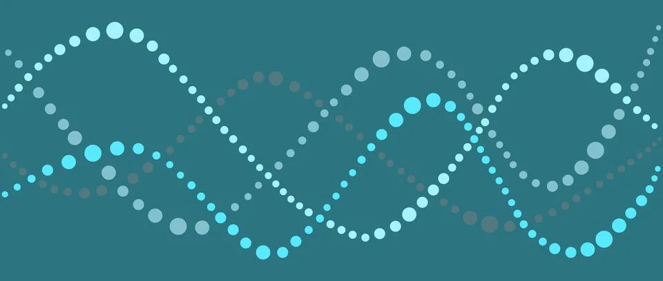 Abstract DNA helix pattern made of dots on a teal background 스톡 일러스트