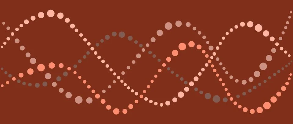 Abstract DNA helix pattern made of colorful dots on a brown background Stock-Illustration