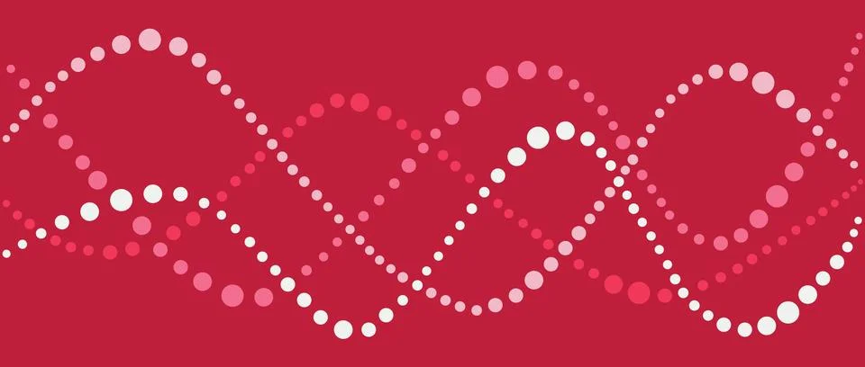 Abstract DNA helix pattern made of dots on a red background Stock Illustration