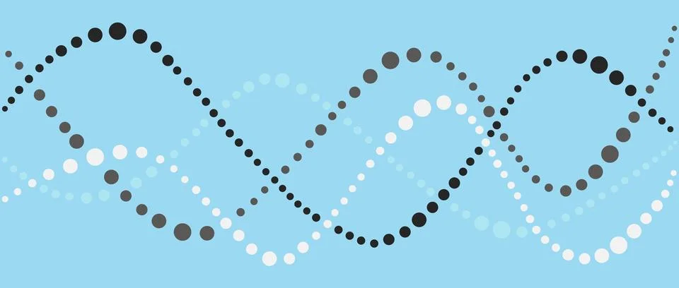 Abstract DNA helix pattern made of dots on a blue background Stock Illustration