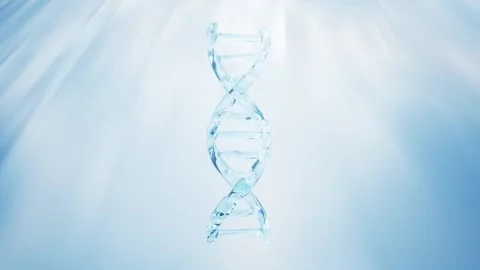 Abstract dna helix rotating in blue liquid environment with light rays for .. Stock Footage 332147516
