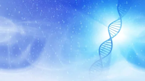 Abstract dna molecule with binary numbers data rotation Stock Footage 334077653