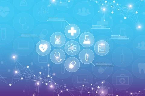 Abstract dna molecule vector business infographic with medical health care icons Stock Illustration