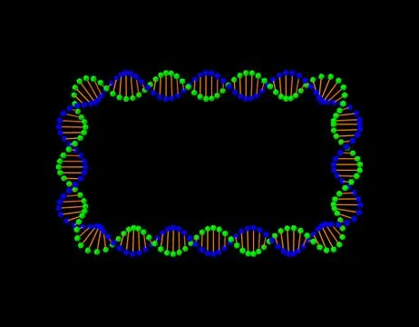 Abstract DNA spiral.Rectangle. Isolated on black background. Vector illustrat 스톡 일러스트
