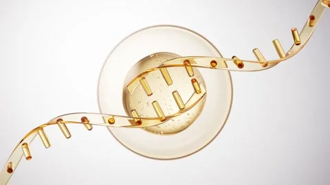 Abstract dna strand animation over a translucent sphere of liquid with bubb.. Stock Footage 332151926