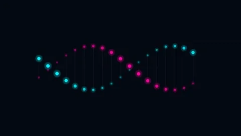 Abstract dna strand formed by glowing pink and blue dots on black background Stock-Footage 338309777