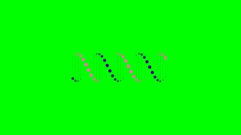 Abstract dna strand representation with pink and blue dots on green backgroun Video stock 340904667