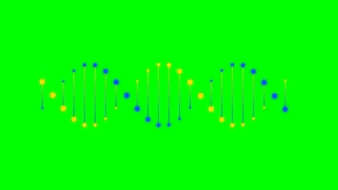 Abstract dna strand structure represented by colorful glowing dots on green Stock Footage 340900433