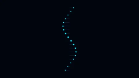 Abstract dna strand visualization composed of glowing cyan digital data point Stock Footage 338311351