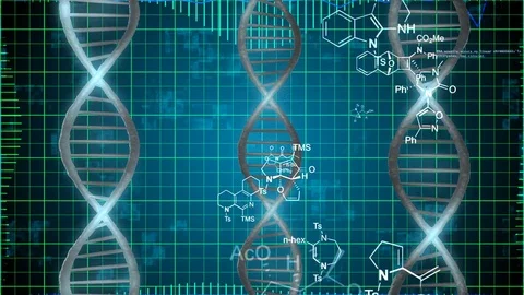 Abstract DNA Strands on a grid background Stock Footage 77422003