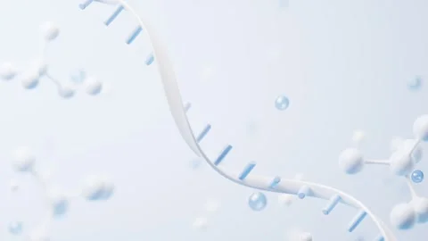 Abstract dna structure with floating molecules and atoms on a clean light b.. Stock Footage 332337185