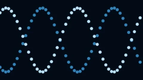 Abstract dna structure formed by blue light dots on a dark background Stock Footage 335145847