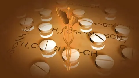 Abstract DNA structure waving with periodic elements yellow background Stock-Footage 255921212