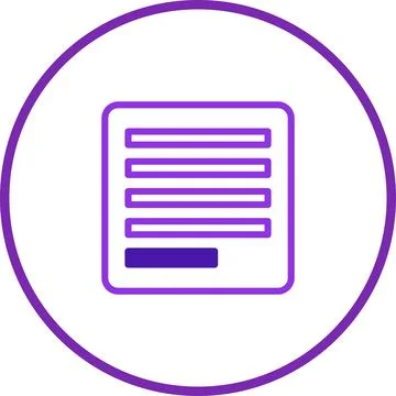 Abstract document icon with purple lines in a circle, representing digital da Stock Illustration