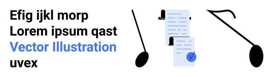 Abstract Document Verification Process with Pens and Checklist Elements Stock Illustration
