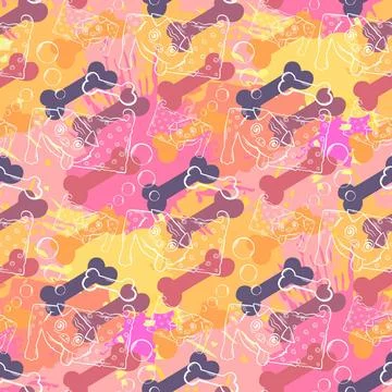 Abstract Dog with bone.Seamless pattern Abstract Dog with bone.Seamless pa... Stock Photos