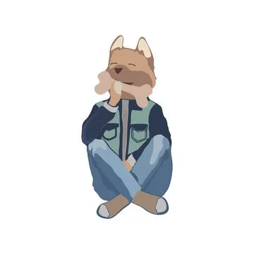 Abstract dog in a sitting position Stock Illustration