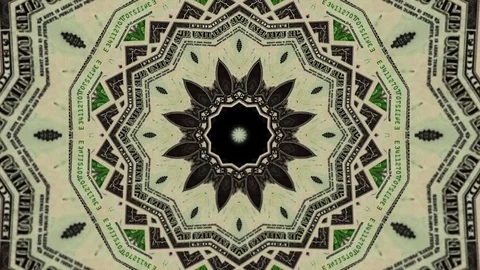 Abstract Dollar Bill Money Pattern Concept Decorative Kaleidoscope Seamless loop Stock Footage 97863131