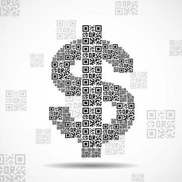 Abstract dollar sign of qr code. Vector illustration Illustrazione stock