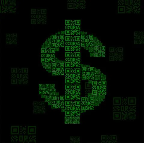 Abstract dollar sign of qr code. Vector illustration 스톡 일러스트