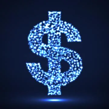 Abstract dollar sing of glowing particles Stock Illustration