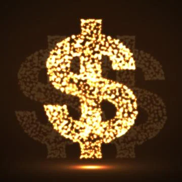 Abstract dollar sing of glowing particles Stock Illustration