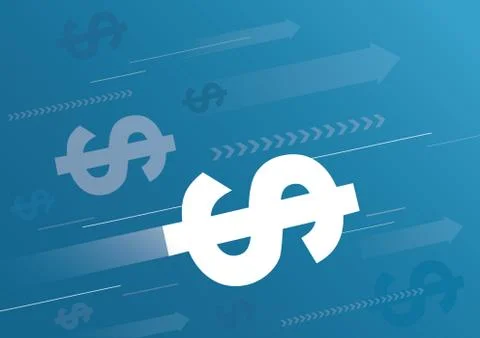 Abstract dollars and blue background vector illustration Stock Illustration