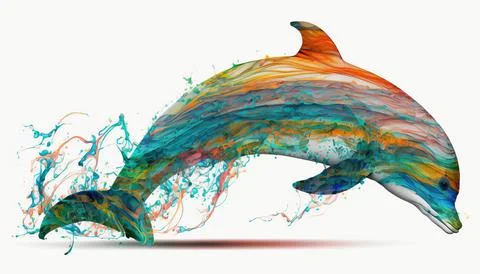 Abstract dolphin. Isolated on a white background. Generated AI Stock Illustration