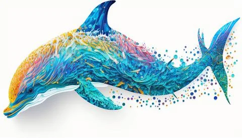 Abstract dolphin. Isolated on a white background. Generated AI Stock Illustration