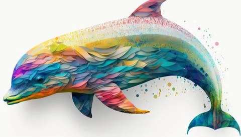 Abstract dolphin. Isolated on a white background. Generated AI 스톡 일러스트