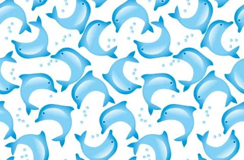 Abstract dolphin seamless pattern in kid-style tender pastel color.  Decorati Illustrazione stock