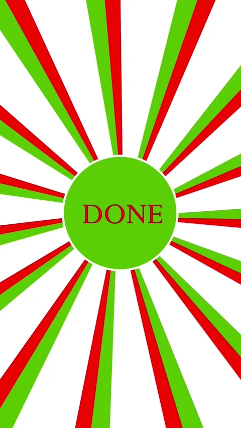 Abstract done text on a green circle in the center of a red and green strip.. Vídeo Stock 331572747